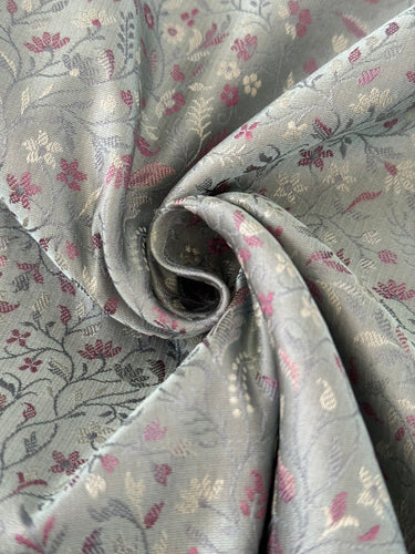Satin Silk Saree from Banaras| Tanchoi weave | Light Gray Green | Handwoven | No Zari | Silk Mark Certified | Ships from California